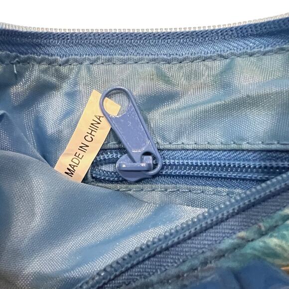 Modella Angel Retro Pin-Up Floral Cosmetic Bag Blue Zipper Handle NWT 9x6" - Picture 3 of 9